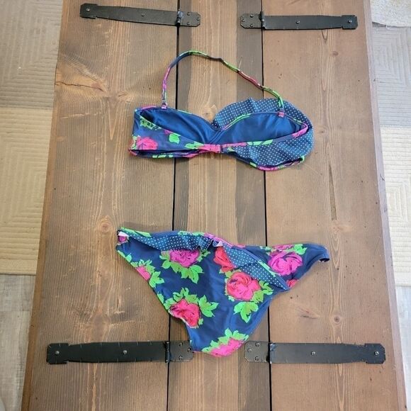 Kirra rose floral polka dot patterned bikini XL - Picture 2 of 5